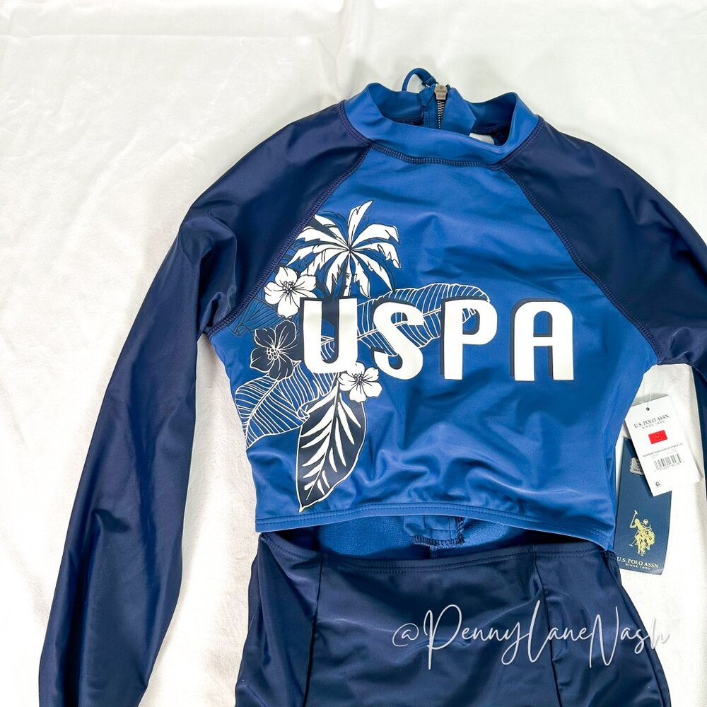 NWT US Polo Assn Palm Beach Rash Guard Zip Back Size Small - Picture 4 of 13